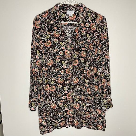 J. Jill Paisley Button Down Tunic Size LP - Picture 1 of 5
